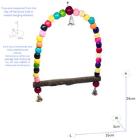 (Pack of 2) D Swings Hanging Bird Toys – Colorful Beaded Decorative Swings for Parakeets, Lovebirds & Small Birds